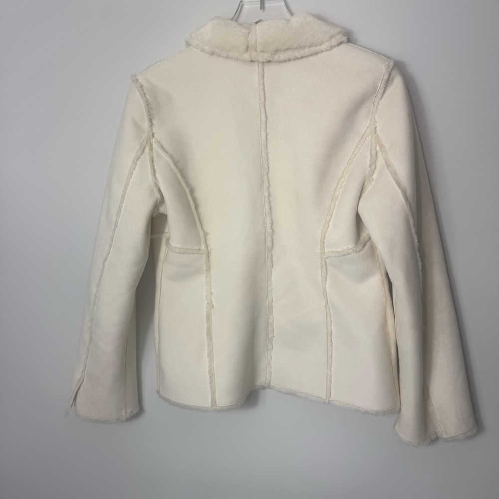 WHBM Faux suede and sherling jacket winter shite size small - Picture 3 of 3
